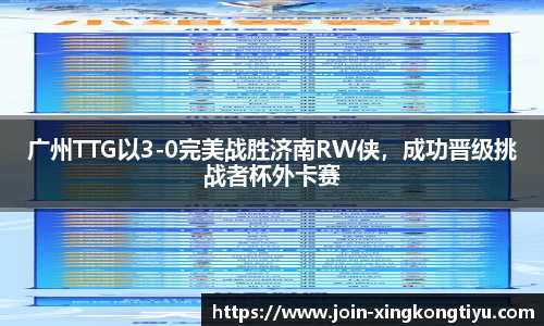 广州TTG以3-0完美战胜济南RW侠，成功晋级挑战者杯外卡赛